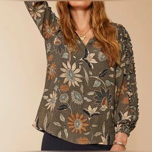 Spartina 449 Earthy Floral Blouse